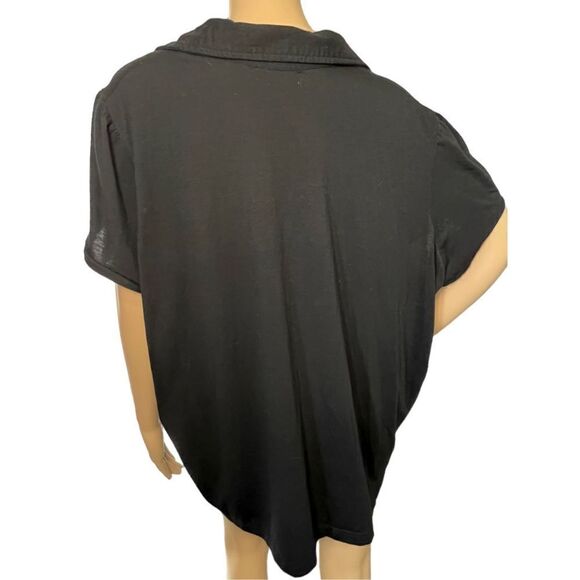 Laura Scott Black, Collared, Short Sleeve T-Shirt With Jewel Buttons - Picture 3 of 3